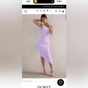 One shoulder ruched lilac dress